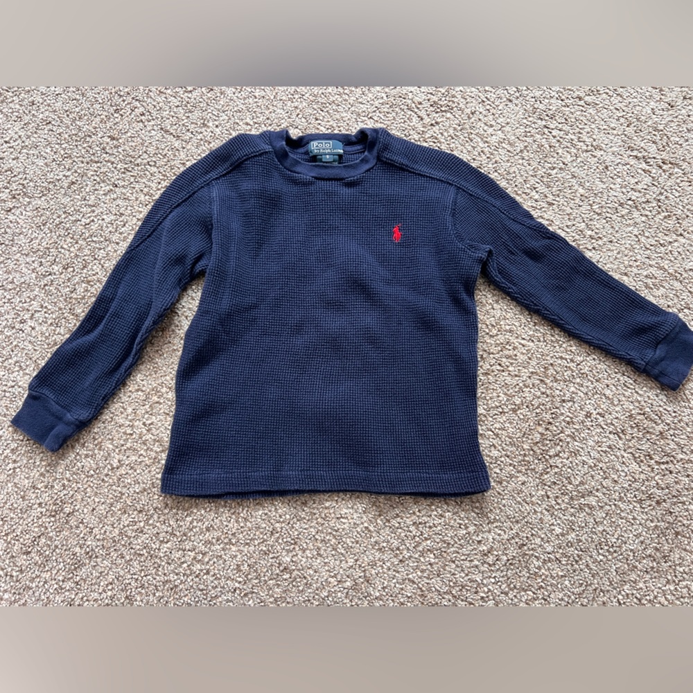 Ralph Lauren polo navy blue waffle thermal long sleeve shirt 5T B1G1 50% off